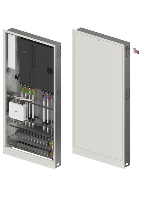 Durch die Umgestaltung der elektrischen Duscharmatur in die Combi-Port-Wohnungsstation benötigt die I-Shower-Installation nur eine Leitung pro Duschauslass. Die leistungsstarke Kombination ergibt eine energiesparende und hygienische dezentrale Warmwasserversorgung mit dem Duschkomfort von elektronischen Mischern.